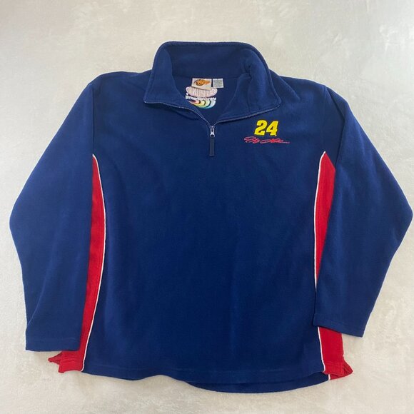 VTG JEFF GORDON DUPONT XL WINNERS CIRCLE PULL OVER FLEECE COLORFUL EMBROIDERED - Picture 1 of 10